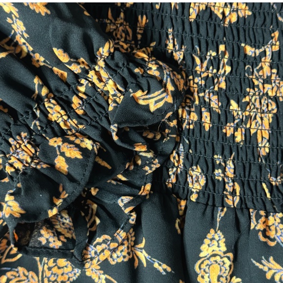 NWT Nanette Lepore Midi Dress Black Orange On/ Off Shoulder Shirred Bodice Sz 16 - Picture 15 of 15